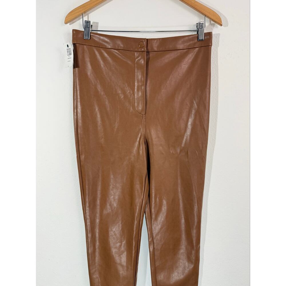 Aritizia Wilfred Free Jupiter Vegan Leather Pants 10 Cognac High Rise NWOT - Picture 5 of 13